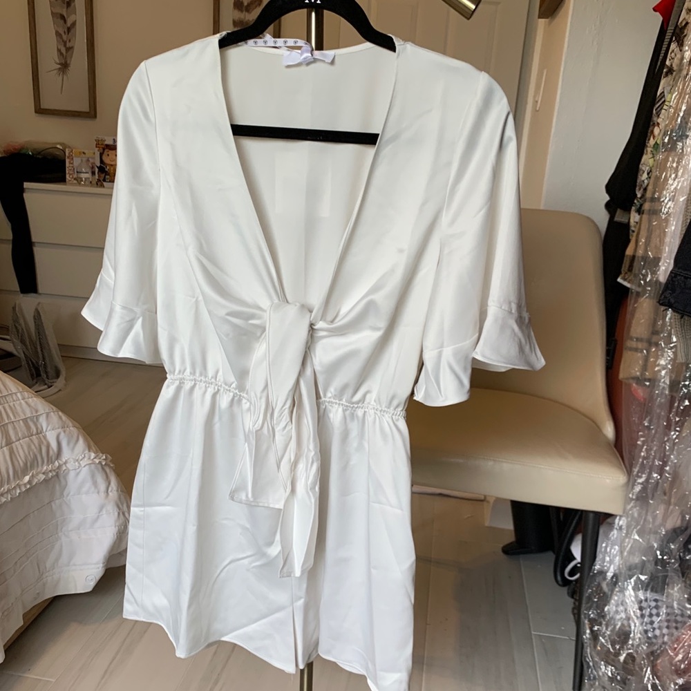 Satin white romper